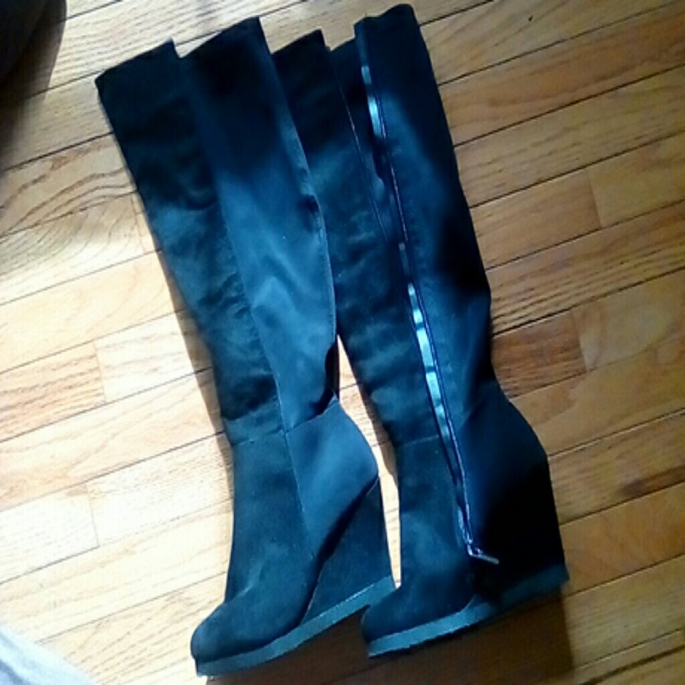 Over the knee black boots